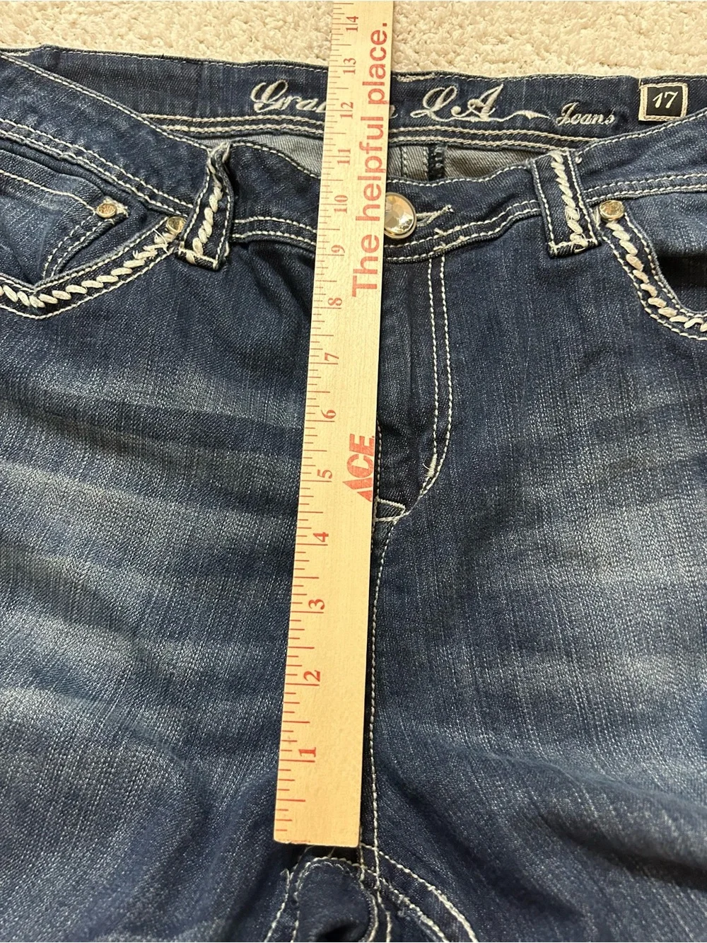 Grace In LA Bling Pocket Jeans Plus Size 17 Dark Wash Western Denim Angel Wings